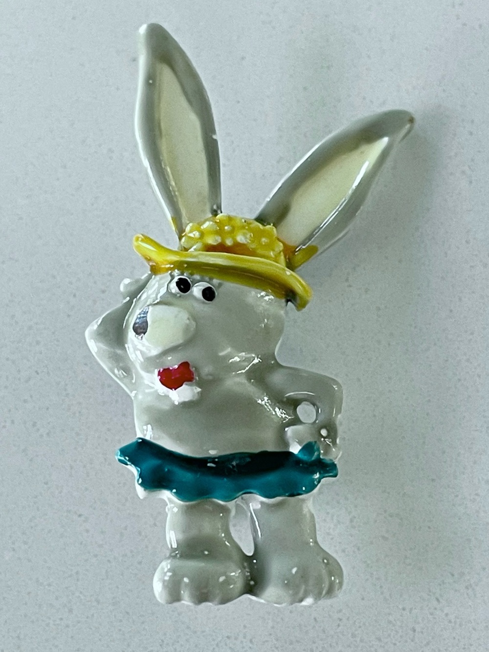 Vintage 1970s Whimsical JJ Enamel Bunny Pin